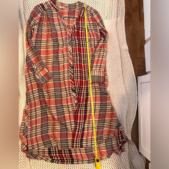 FREE PEOPLE LORALEI SHIRT WOMENS SMALL /PETITE Red Plaid Shirt - Picture 8 of 12